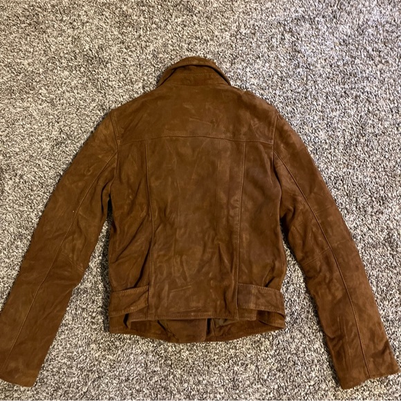 ALLSAINTS Suede Balfern Biker Jacket Moto Tan Brown Leather Blogger - Picture 4 of 8